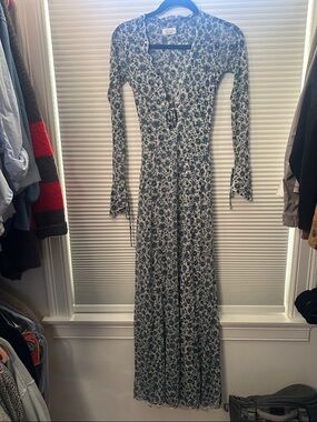 Resa lennon Tie-Front Maxi Dress in Blue